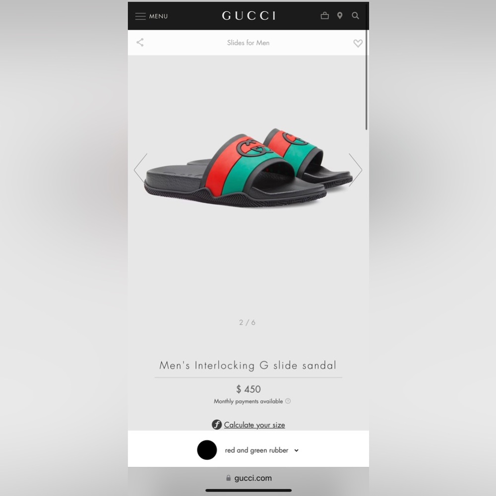 AUTHENTIC GUCCI Men’s Interlocking G Slide Sandal